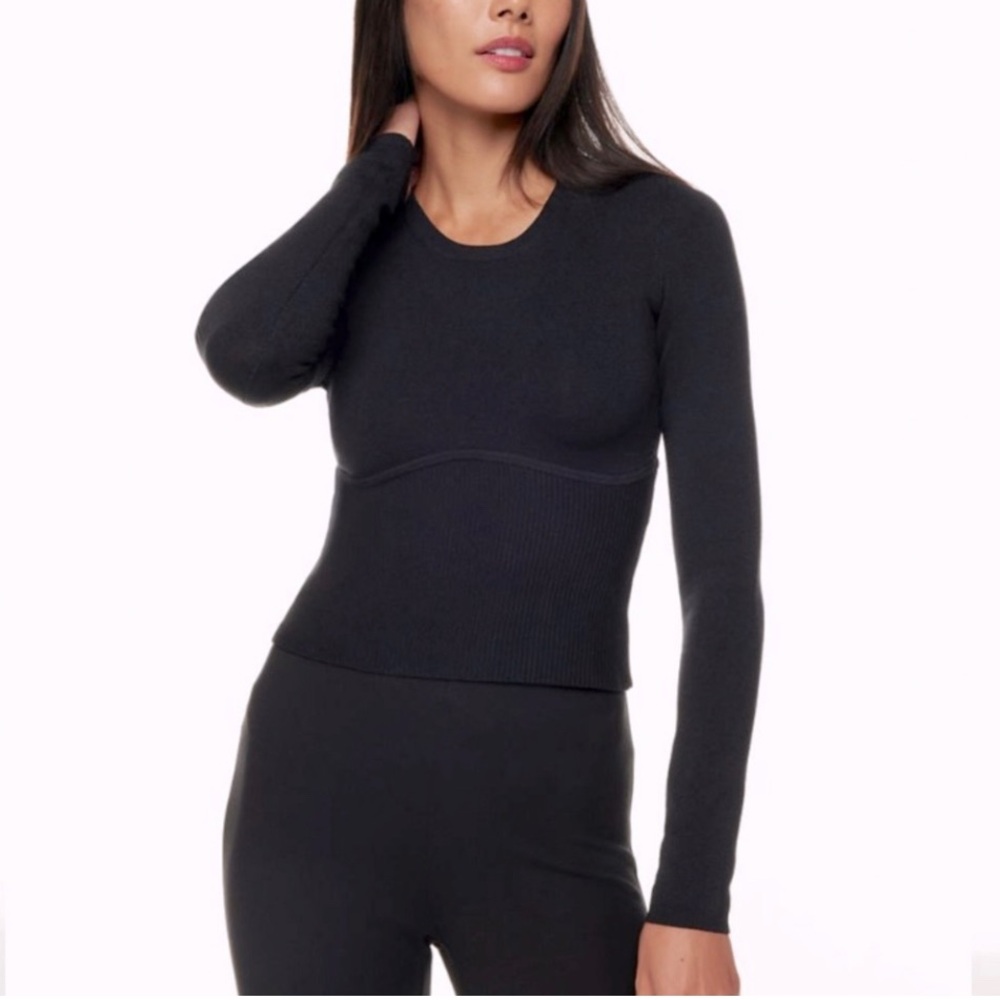 Aritzia Babaton Sculpt Knit Empire Long-Sleeve Fitted Rib-Knit Corset Top Sz XS